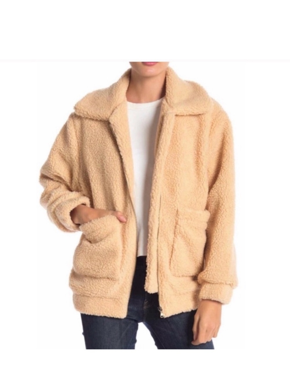 Elodie Brown Teddy Bear Sherpa Jacket Size Large